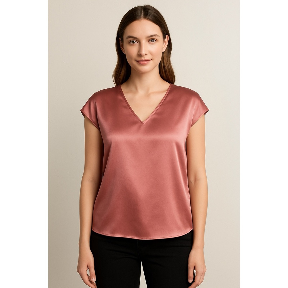 Brunello Cucinelli Designer Silky Cap Short Sleeve Luxe High End Blouse